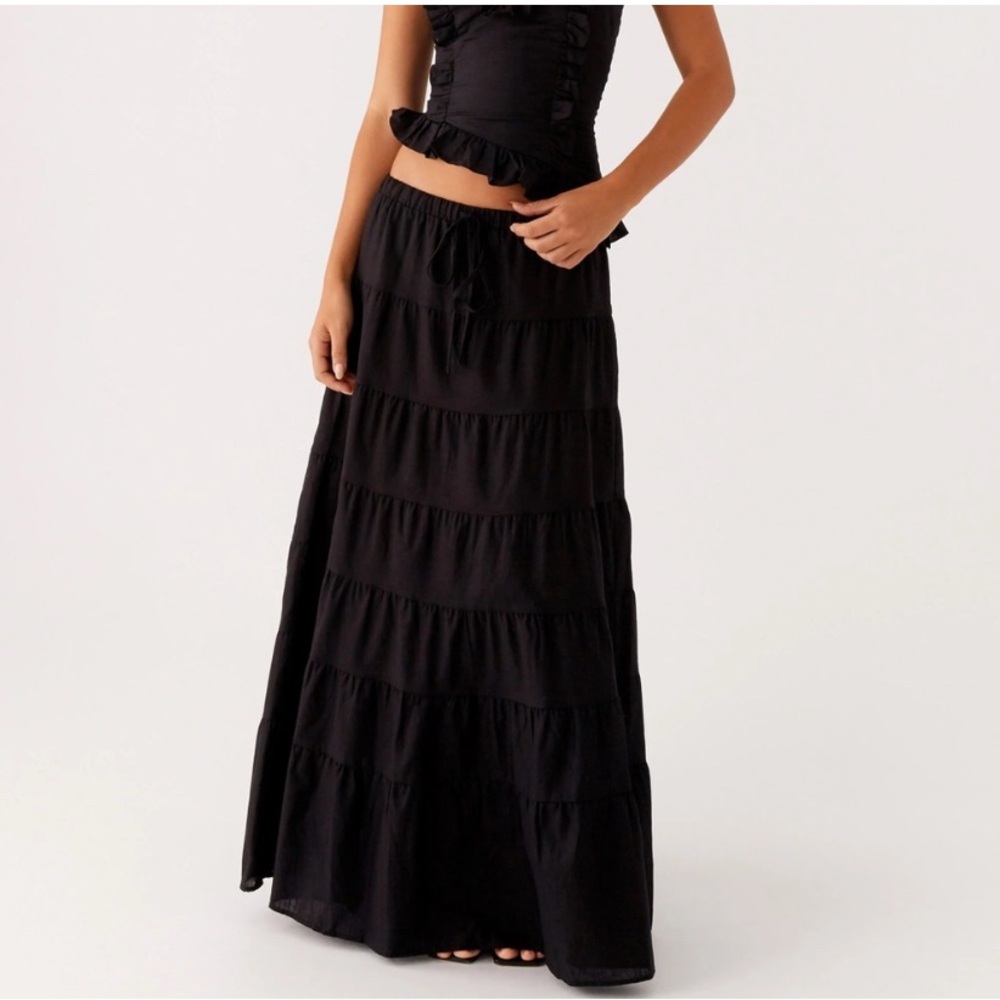 NWT Peppermayo Mariella Black Tiered Maxi Skirt- US8